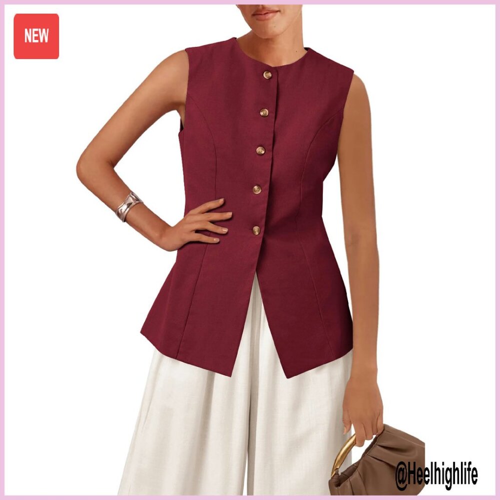 Lightweight Polyester Blazer Vest Sleeveless Busi… - image 1